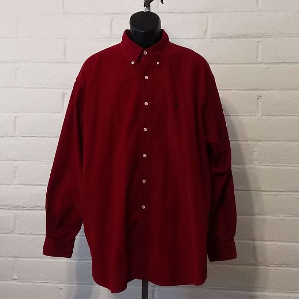 Ralph Lauren XXL Corduroy Red Button Front Shirt